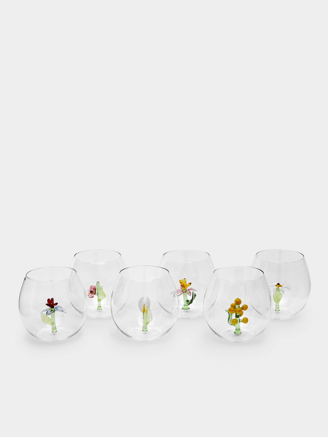 Casarialto - Flower Power Hand-Blown Murano Glass Tumblers (Set of 6) -  - ABASK - 