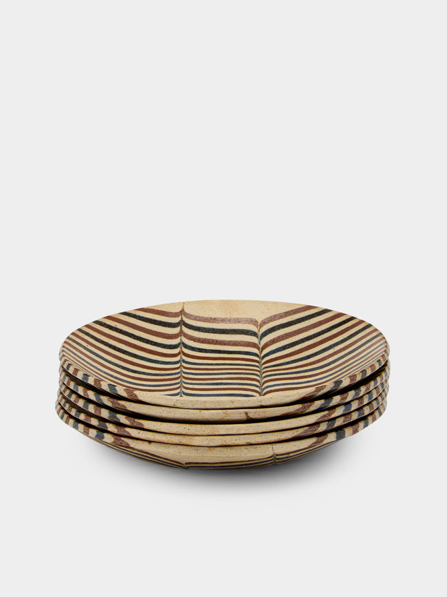 Makidani-gama - No. 3 Nerikomi Ceramic Plates – 8in/21cm (Set of 5) - Multiple - ABASK