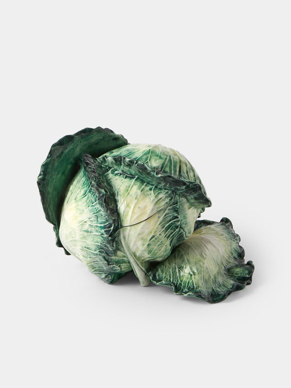 Antique and Vintage - 1940s Este Ceramiche Majolica Ceramic Cabbage Serving Tureen - Green - ABASK - 