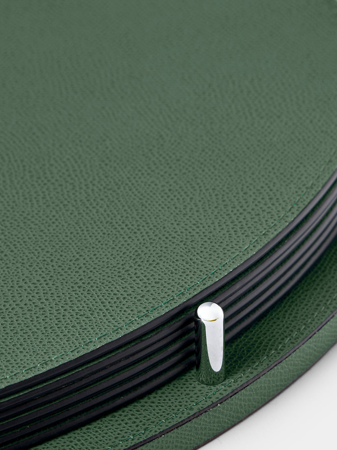 Giobagnara - David Leather Oval Reversible Placemats with Holder (Set of 6) - Green - ABASK