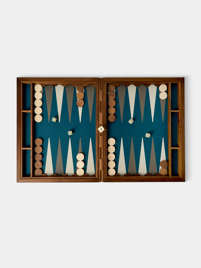 Giobagnara - Leather Backgammon Set - Navy - ABASK - 