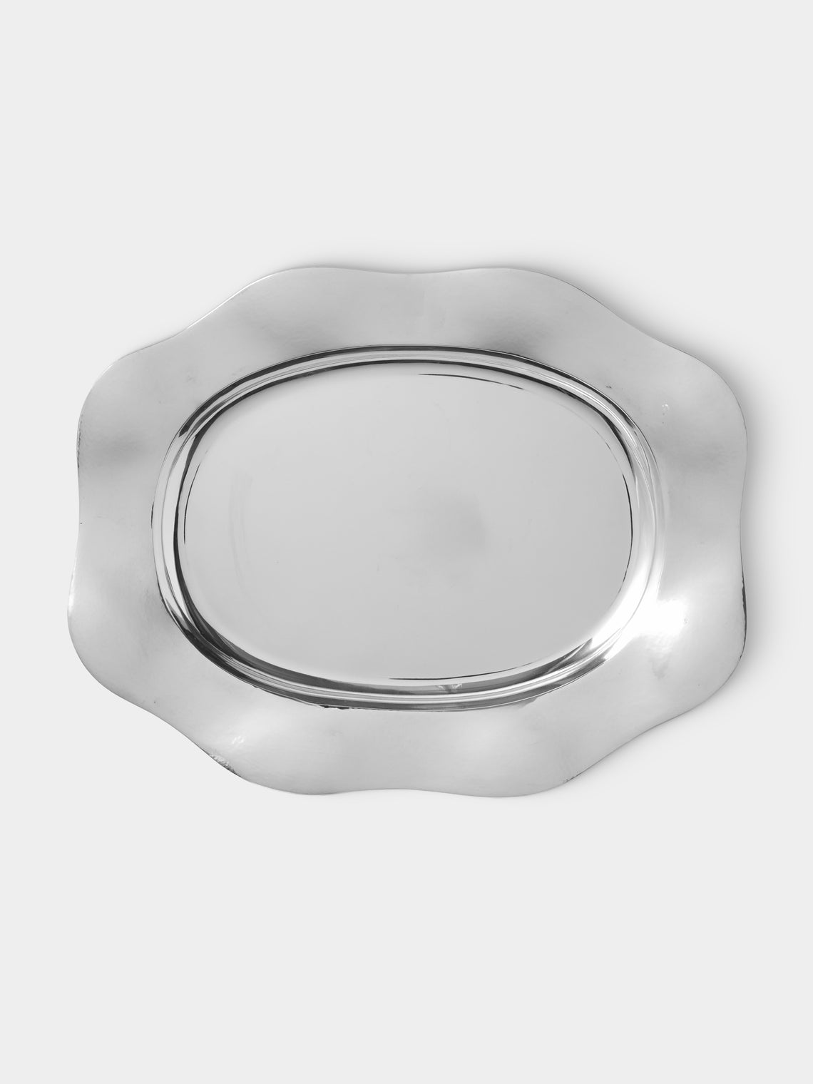 Antique and Vintage - 1930s Italian Solid Silver Scalloped Platter - Silver - ABASK