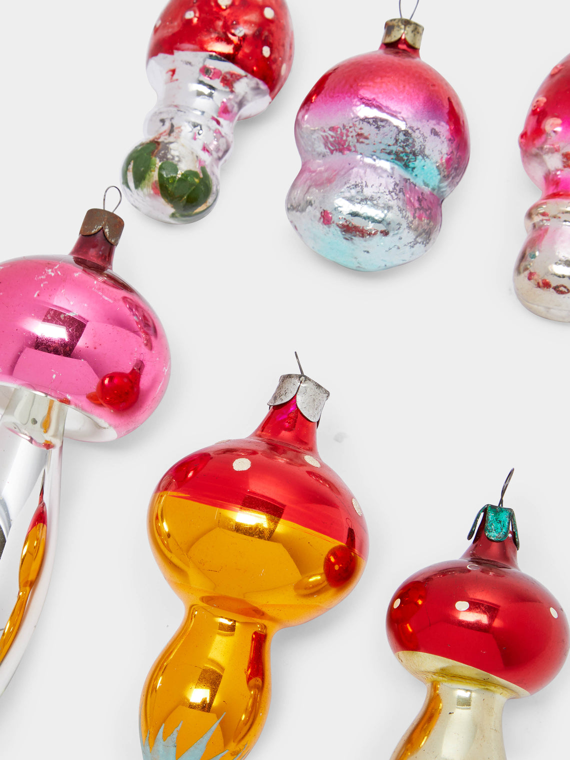Antique and Vintage - 1950s Mushrooms Glass Large Tree Decorations (Set of 6) -  - ABASK