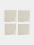 Los Encajeros - Zurbano Eco Embroidered Linen Napkins (Set of 4) - Natural - ABASK - 