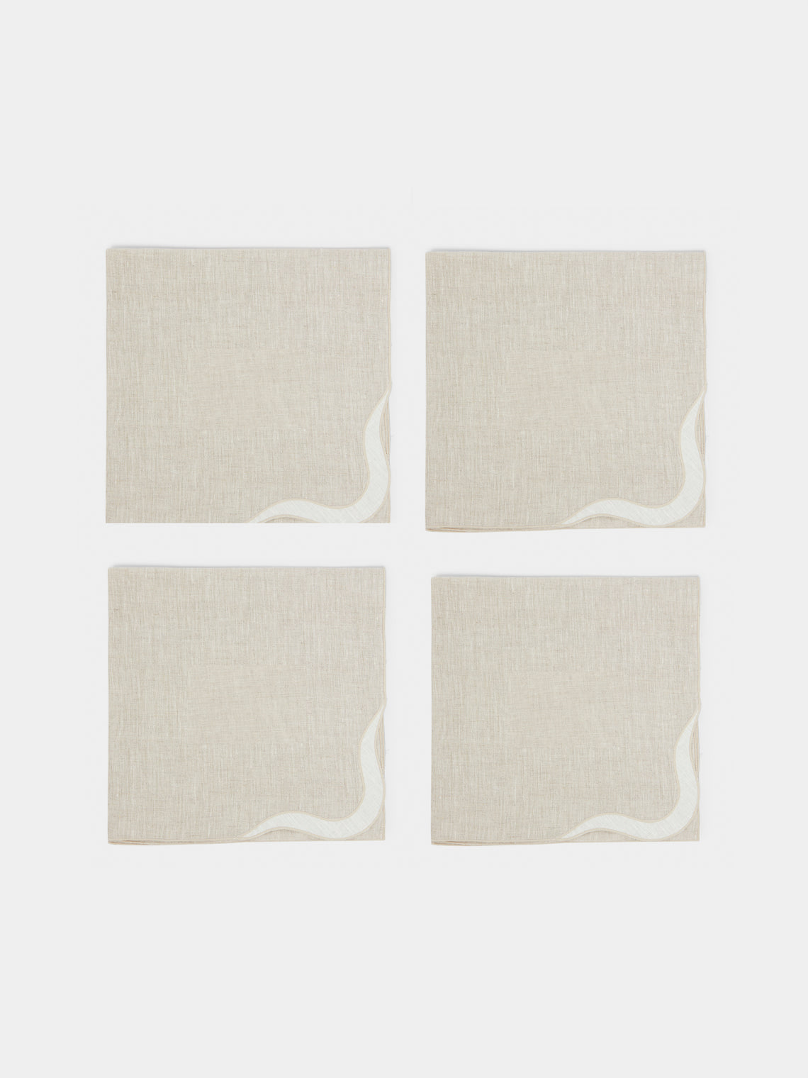 Los Encajeros - Zurbano Eco Embroidered Linen Napkins (Set of 4) - Natural - ABASK - 