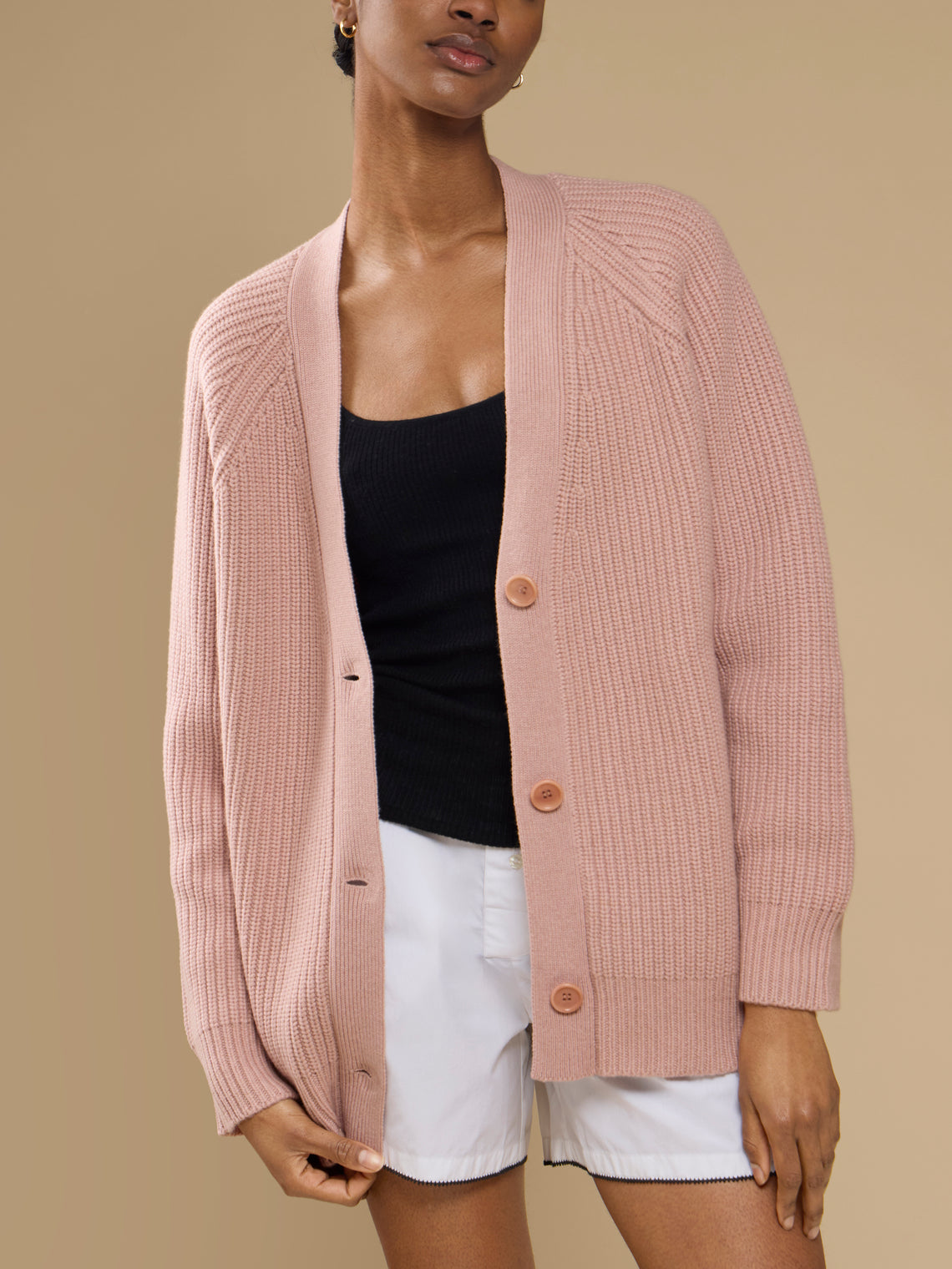 Ryan Roche - Cashmere Oversized Cardigan - Pink - ABASK