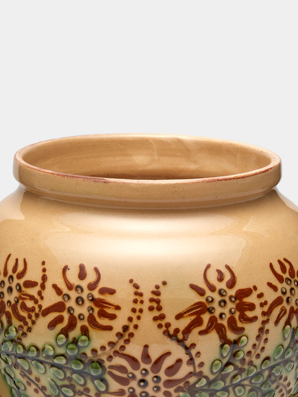 Poterie d’Évires - Flowers Hand-Painted Ceramic Vase (5in/13cm) - Cream - ABASK