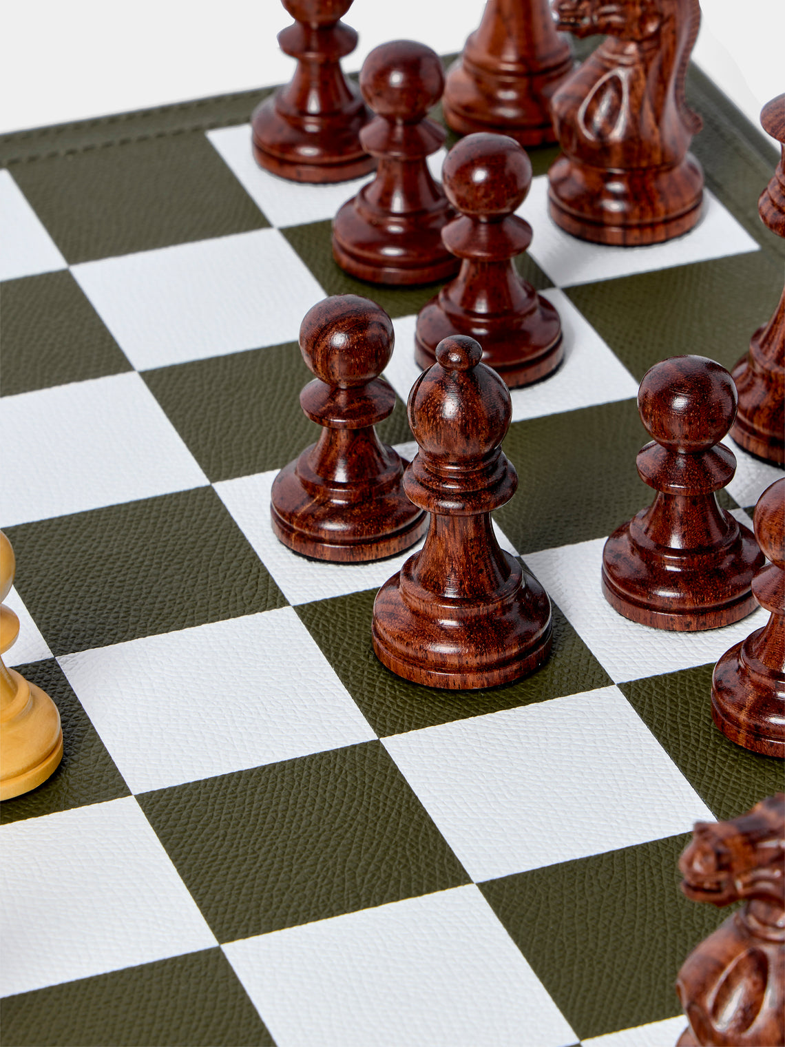 Giobagnara - Leather Triple Checkers, Chess and Dominoes Compendium - Green - ABASK