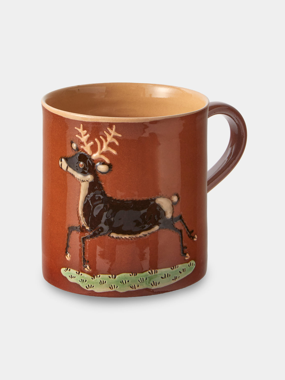 Poterie d’Évires - Animals Hand-Painted Ceramic Mugs (Set of 4) - Light Brown - ABASK