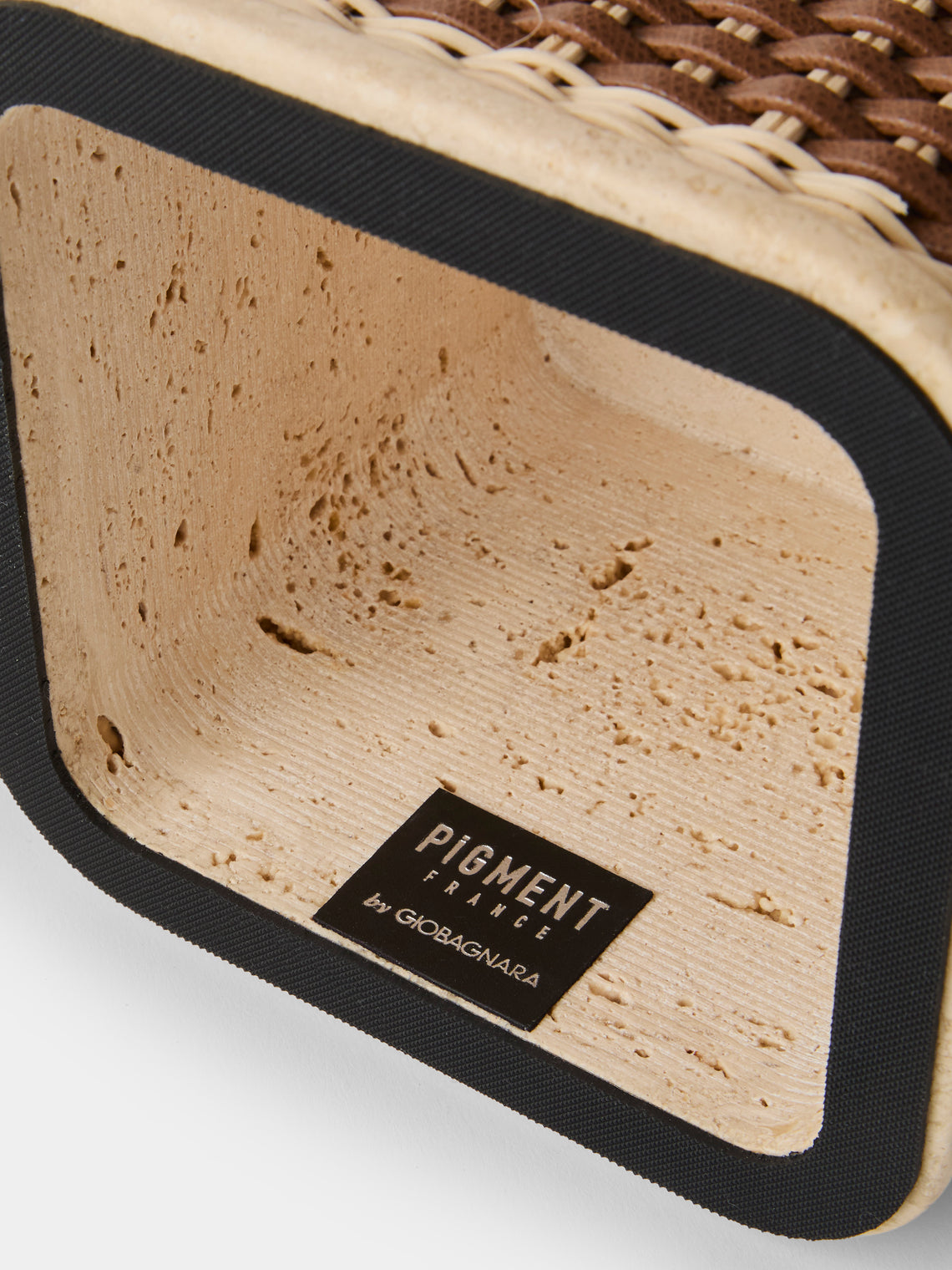 Pigment France - Courbet Leather and Rattan Tissue Box - Brown - ABASK