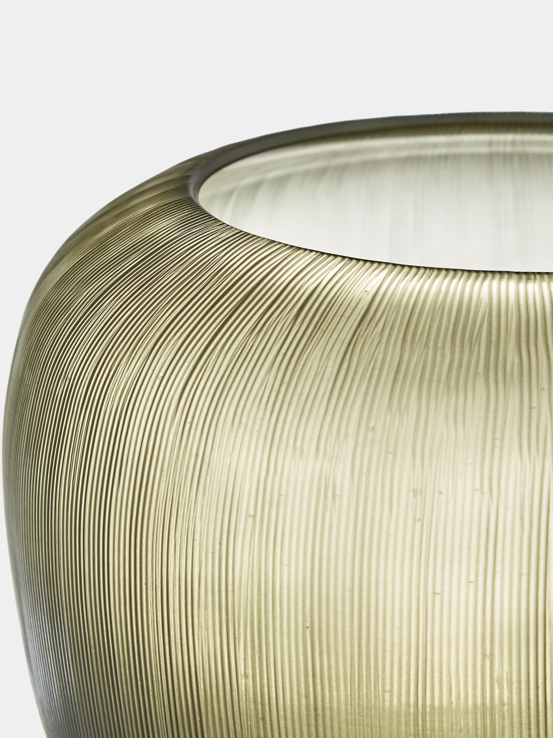 Micheluzzi Glass - Goccia Laguna Millerighe Hand-Blown Murano Glass Vase (8in/20cm) - Green - ABASK