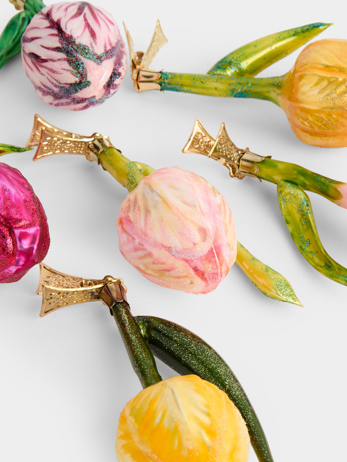 ABASK Decorations - Tulip Garden Hand-Blown Glass Clip-On Tree Decorations (Set of 6) - Multiple - ABASK