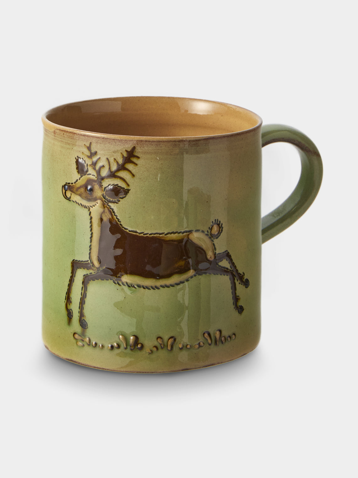 Poterie d’Évires - Animals Hand-Painted Ceramic Mugs (Set of 4) - Green - ABASK
