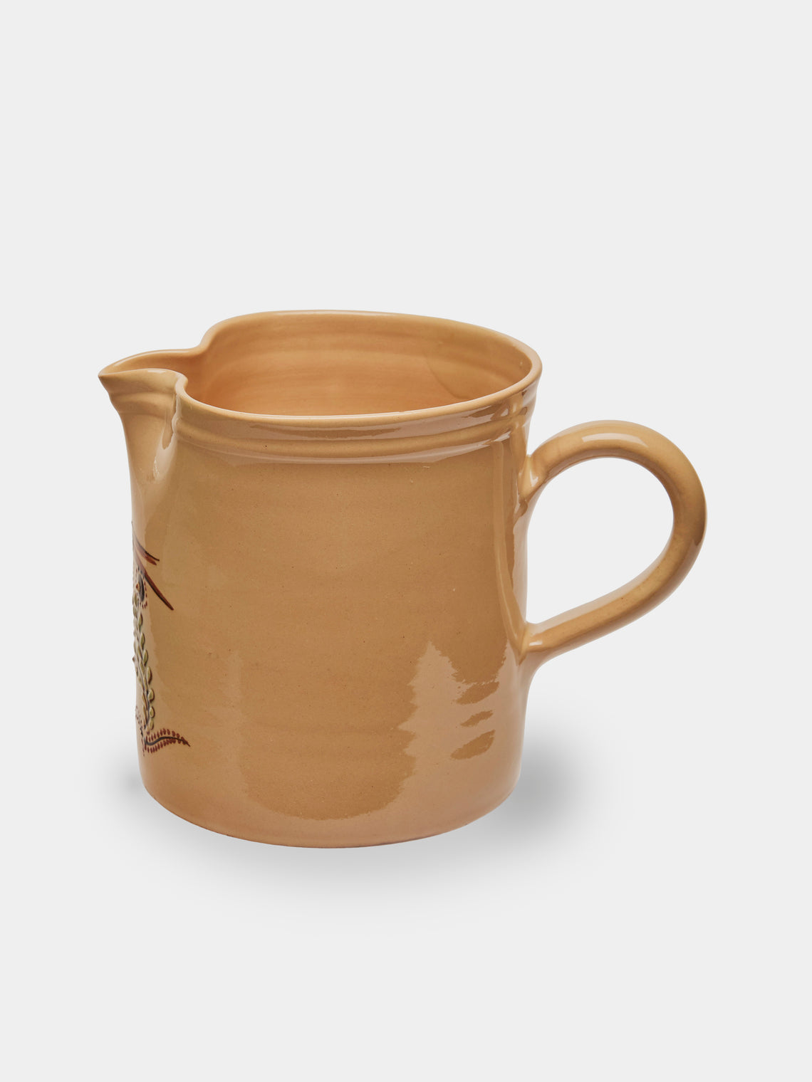 Poterie d’Évires - Birds Hand-Painted Ceramic Straight-Edge Jug (70.5oz/2L) - Cream - ABASK