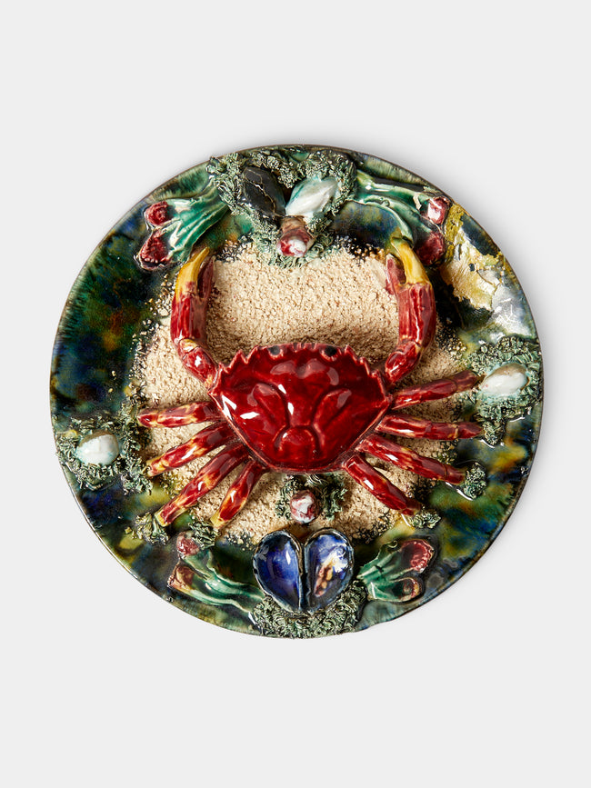 Antique and Vintage - Mid-Century Crab Majolica Ceramic Serving Plate (9in/23cm) - Multiple - ABASK - 