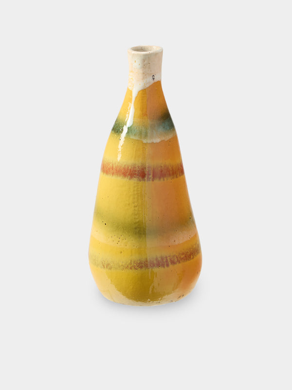 Antique and Vintage - 1950s Glass Vase (11in/28cm) - Yellow - ABASK - 