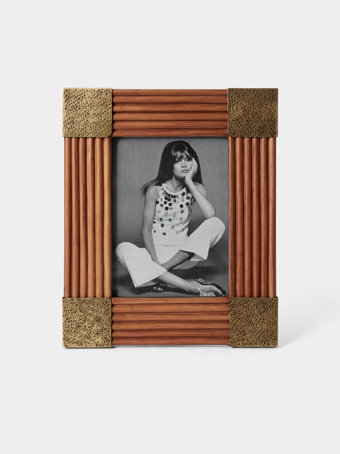 Viya - Namsai Brass and Cane Photo Frame (SIZE) - Natural - ABASK