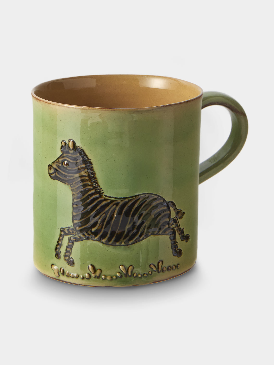 Poterie d’Évires - Animals Hand-Painted Ceramic Mugs (Set of 4) - Green - ABASK