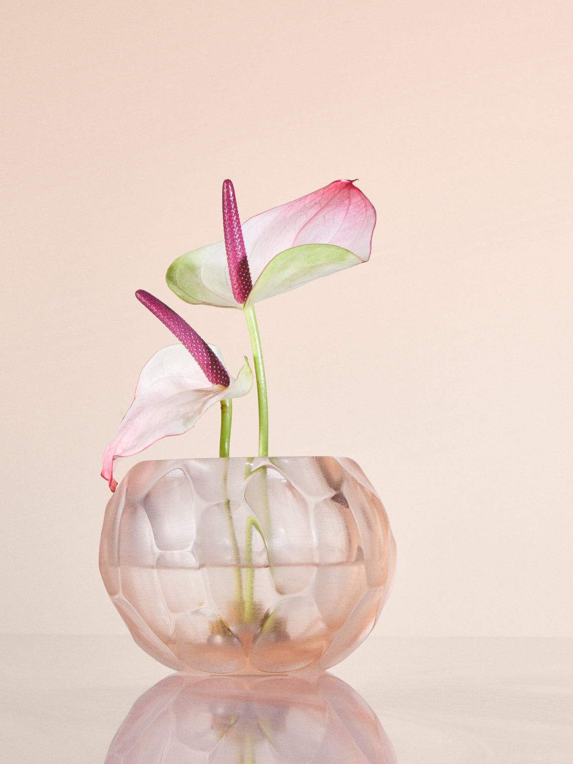 Micheluzzi Glass - Bocia Rose Bamboo Hand-Blown Murano Glass Vase (6in/15cm) - Pink - ABASK