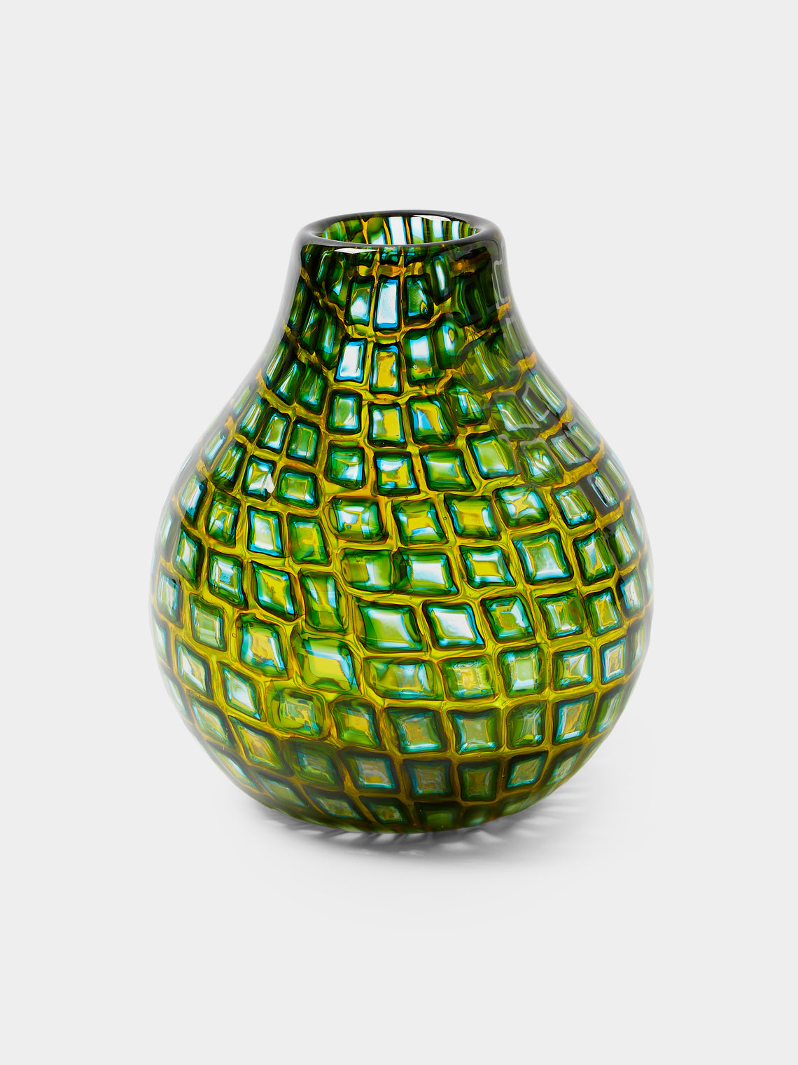 Venini - 1940 Carlo Scarpa Romane Murrine Murano Glass Vase (7in/18cm) - Green - ABASK - 