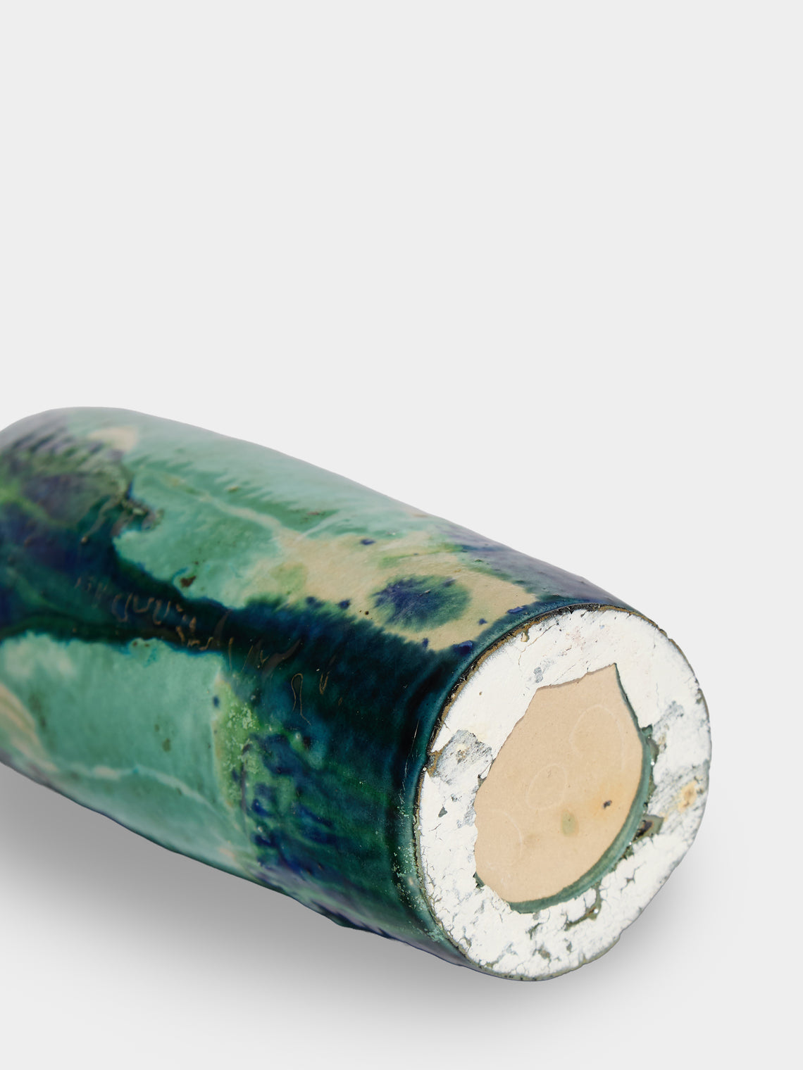 Antique and Vintage - Mid-Century Ceramic Vase (8.5in/21.5cm) - Green - ABASK