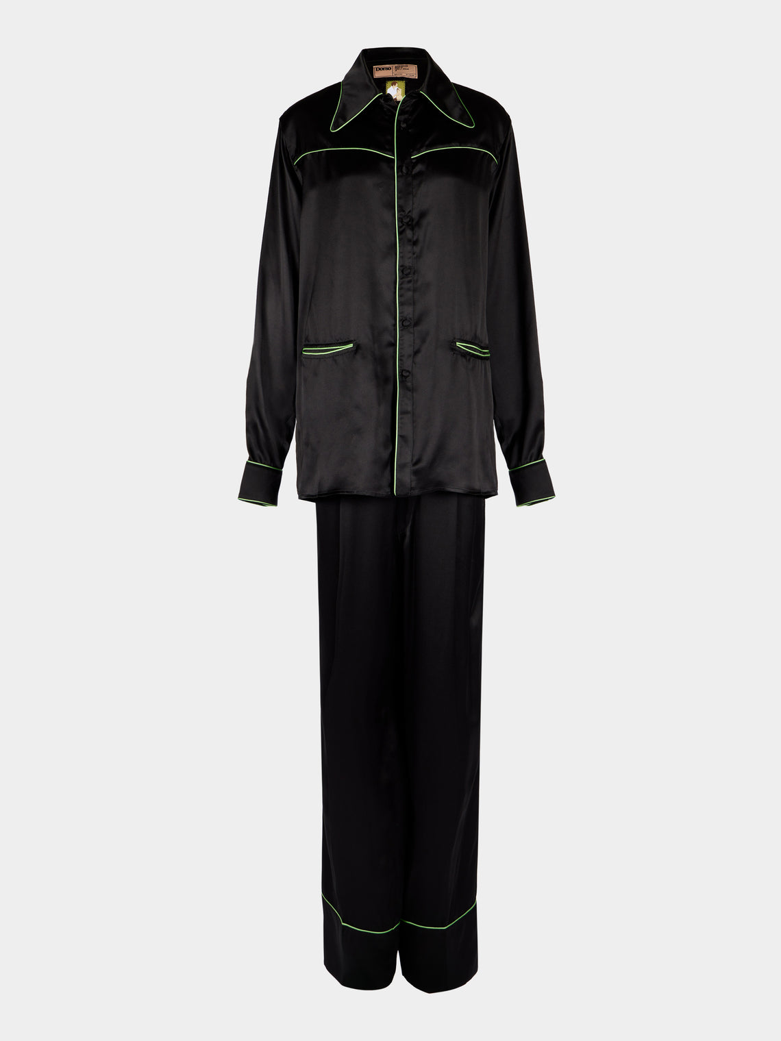 Dorso - Bandana Silk Pajama Set - Black - ABASK - 