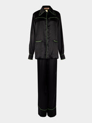 Dorso - Bandana Silk Pajama Set - Black - ABASK - 