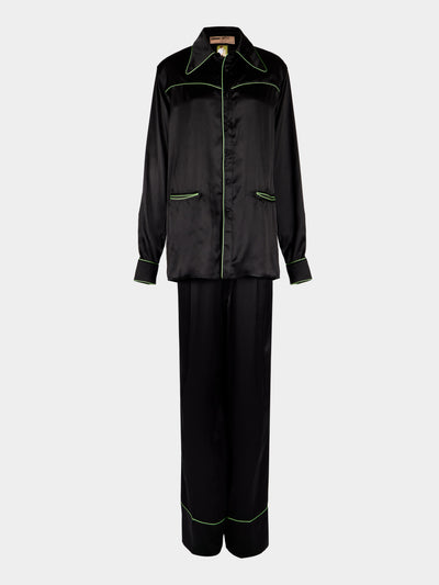 Dorso - Bandana Silk Pajama Set - Black - ABASK - 