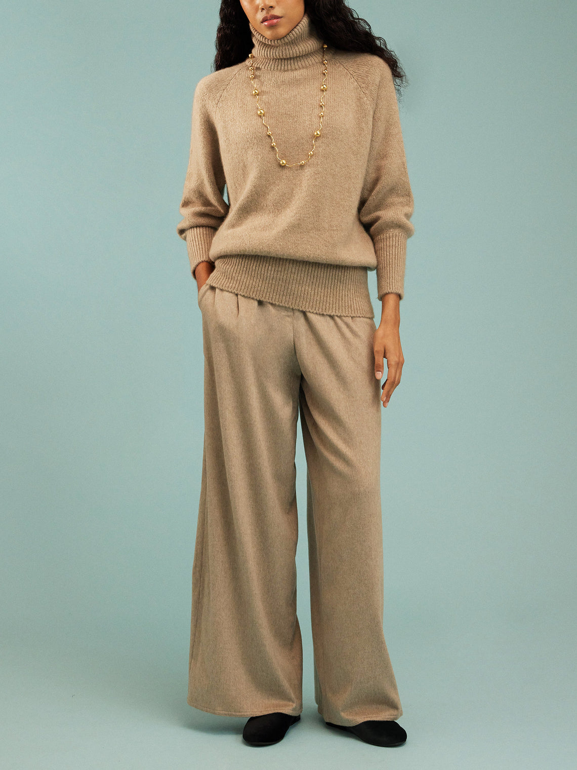 Dusan - Cashmere Turtleneck Sweater | One Size - Beige - ABASK