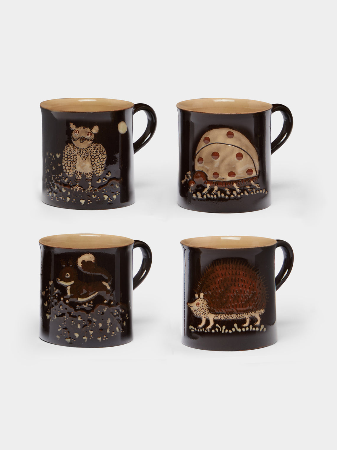 Poterie d’Évires - Animals Hand-Painted Ceramic Mugs (Set of 4) -  - ABASK - 