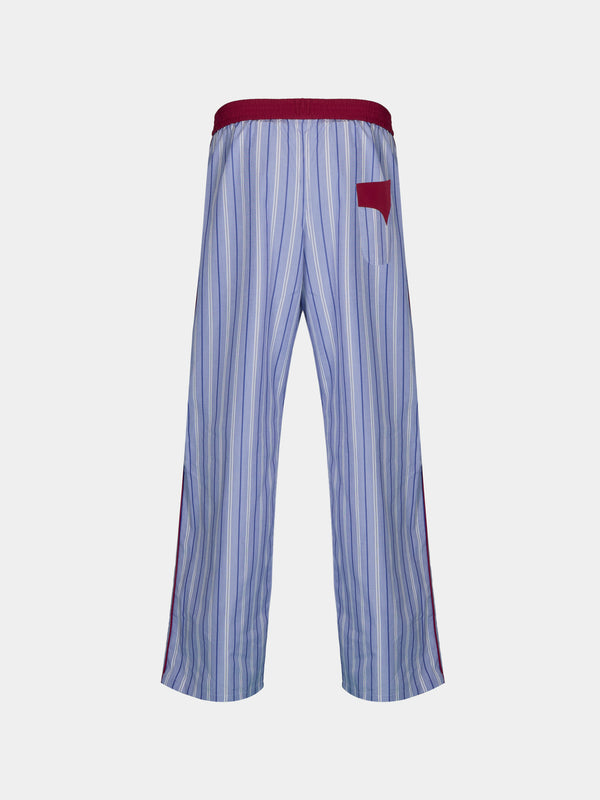 Sebline - Officer's Piccadilly Stripe Cotton Trousers | Size: M/L - Blue - ABASK