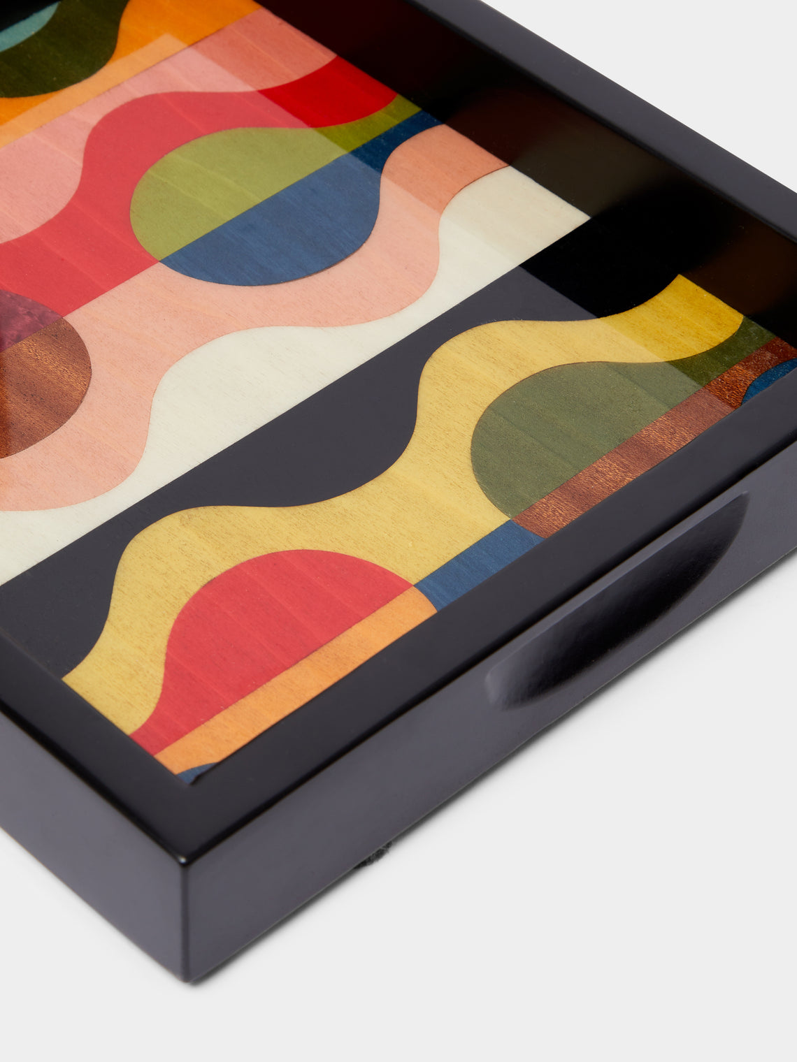 Waves Wood Inlay Tray (10.5in/27cm)