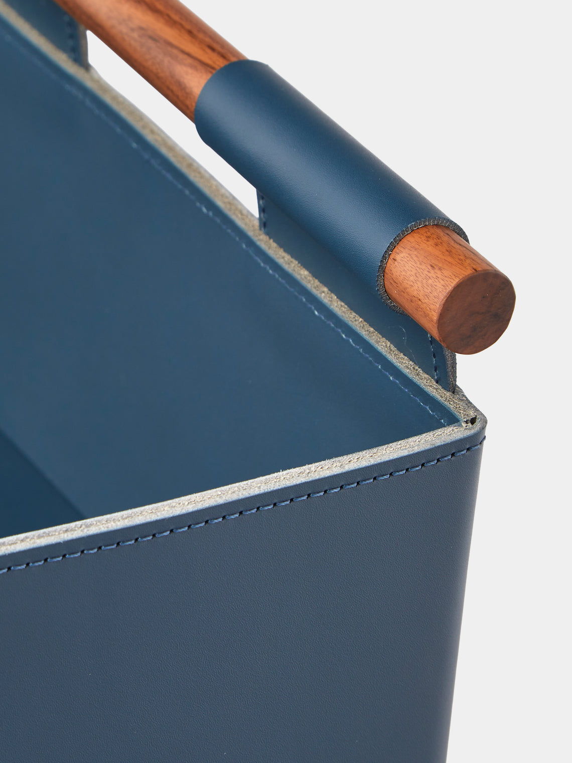 Rabitti 1969 - Beta Leather Rectangular Low Basket - Blue - ABASK