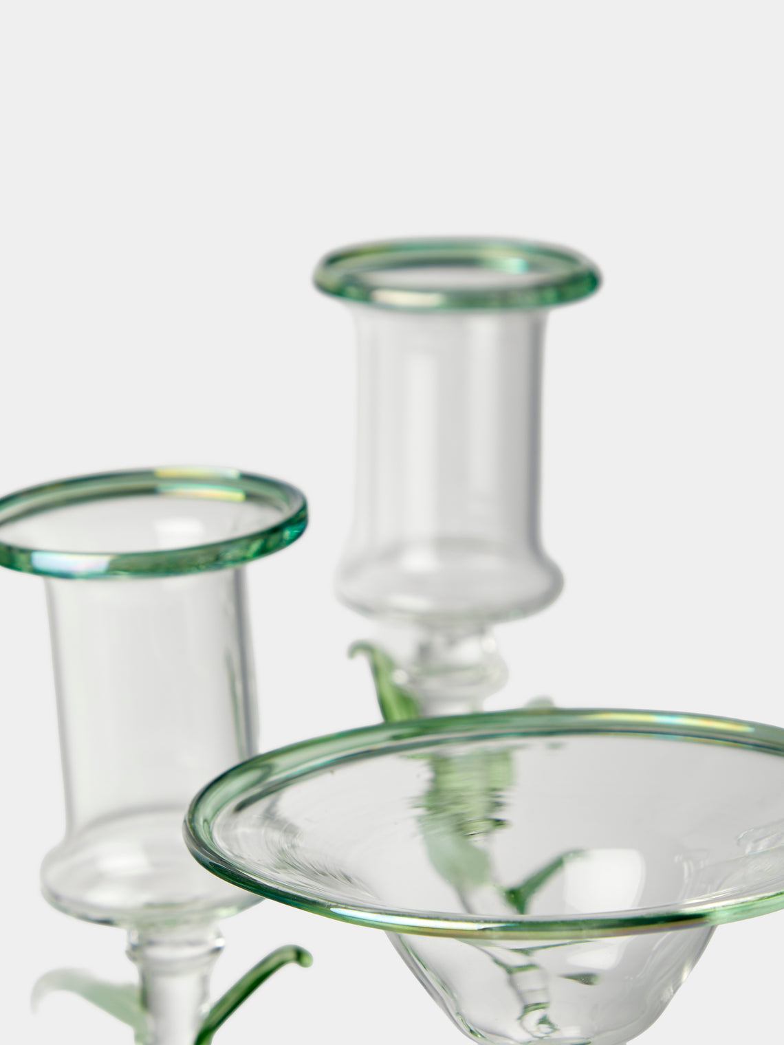 Alya Tannous - | Set of 3 | Liana Hand-Blown Glass Candlesticks - Clear - ABASK