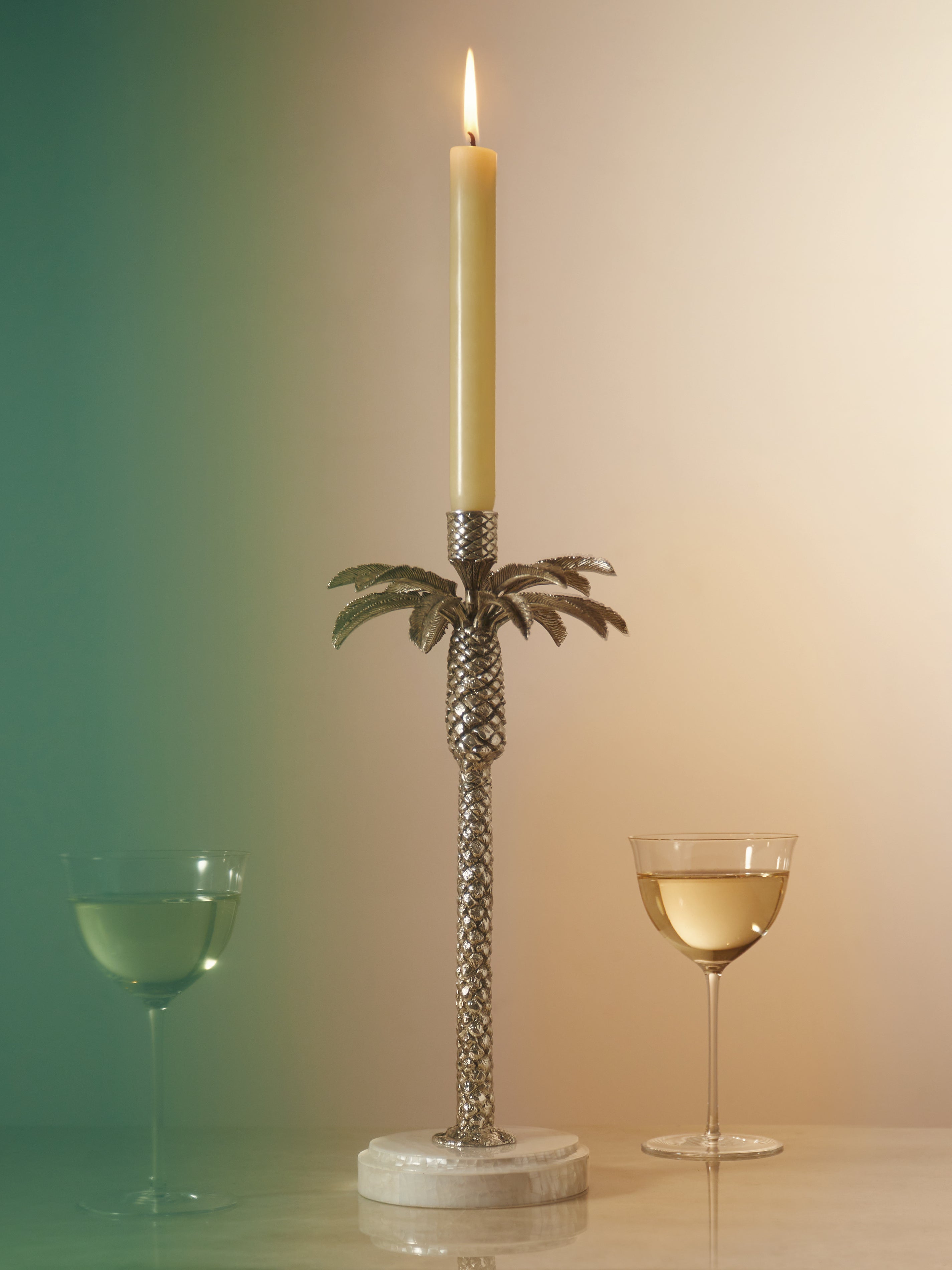 Silver Palm Tree Silver-Plated and Shell Candlestick by Objet Luxe | ABASK