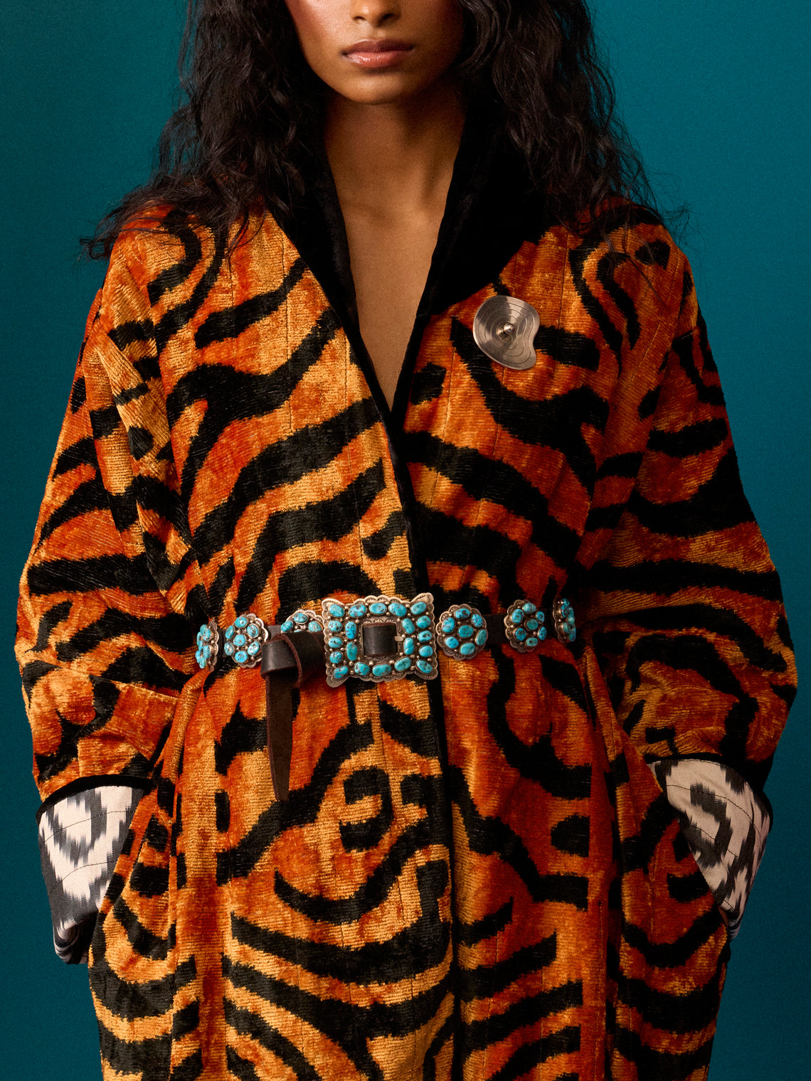 Nazzy Beglari - Women's Hand-Loomed Ikat Silk and Cotton Reversible Robe | One Size - Multiple - ABASK