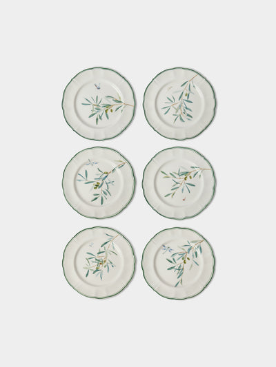 Laboratorio Paravicini - | Set of 6 | Ulivi Ceramic Dessert / Salad Plates (9in/23cm) - Green - ABASK - 