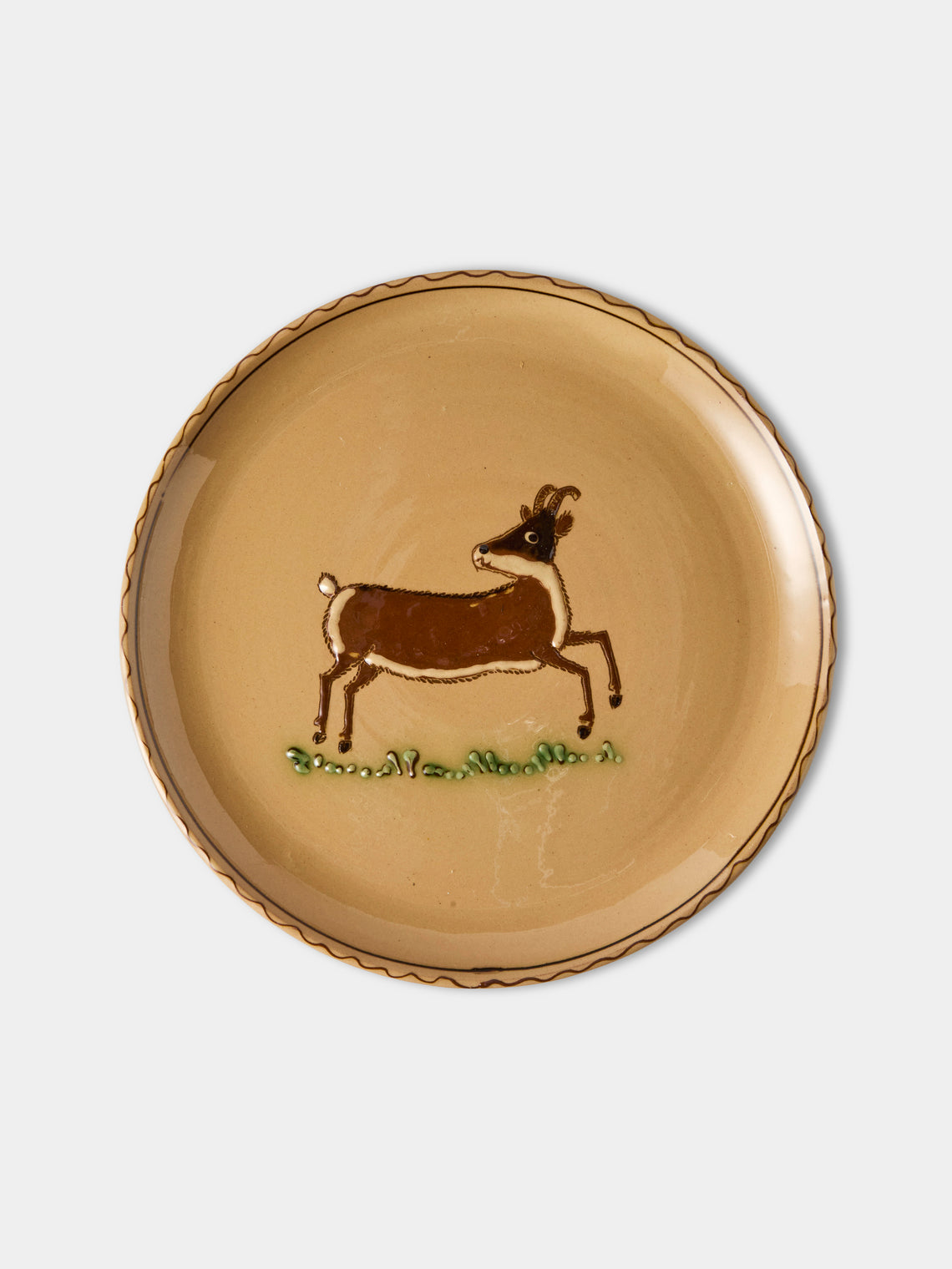 Poterie d’Évires - Animals Hand-Painted Ceramic Dinner Plates – 9.5in/24cm (Set of 4) - Cream - ABASK