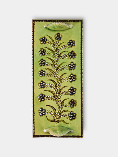 Poterie d’Évires - Flowers Hand-Painted Ceramic Cheese Board - Green - ABASK - 