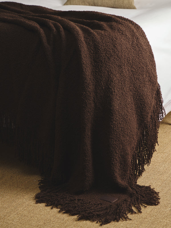 De Le Cuona - Alpaca Fringed Blanket (94.5in/2.4m) - Brown - ABASK