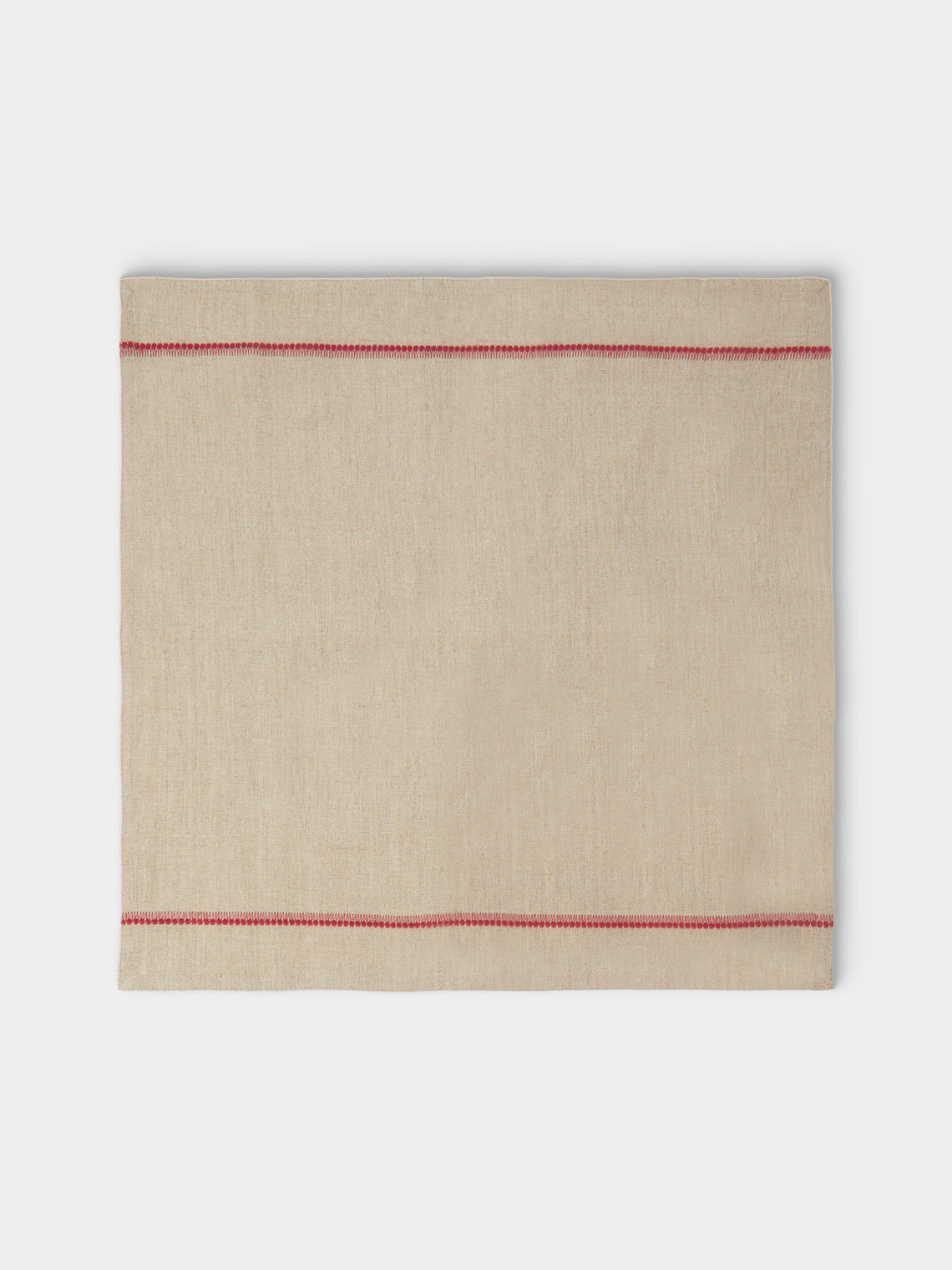 Chamois - | Set of 4 | Embroidered Linen Napkins - Beige - ABASK