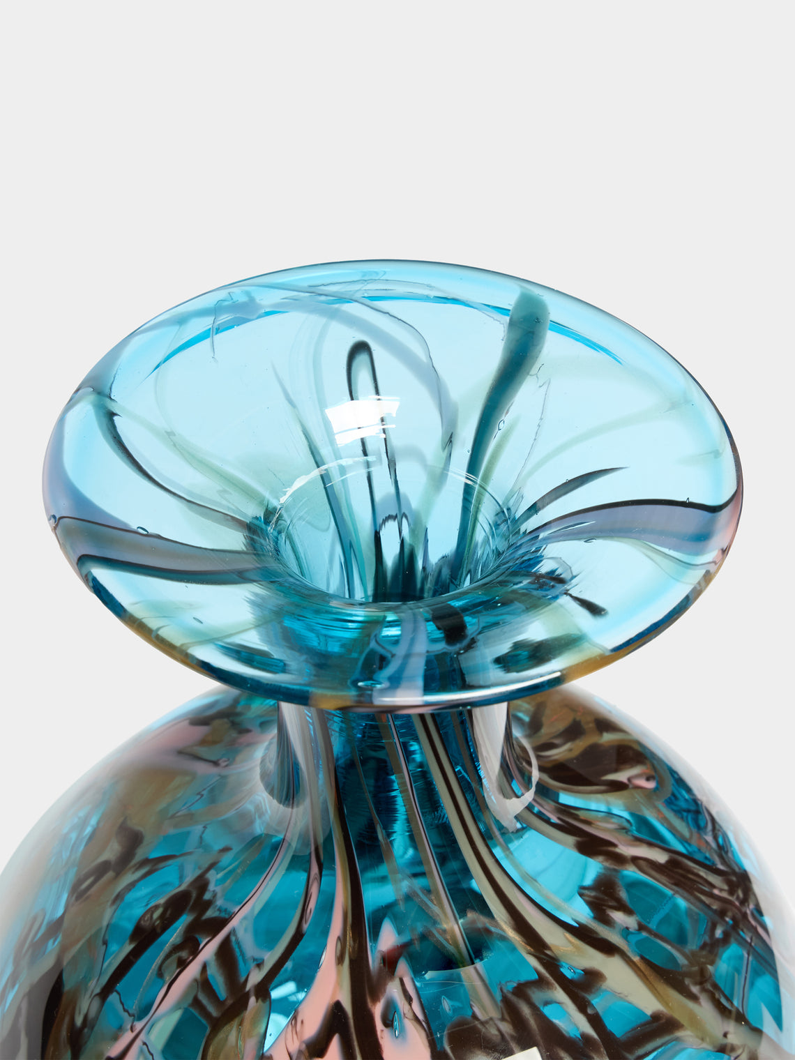Martyn Thompson Studio - Penny Swirl Hand-Blown Glass Vase (13.5in/34cm) - Blue - ABASK