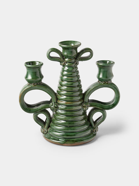 Poterie de Cliousclat - Slipware Candelabra - Green - ABASK - 