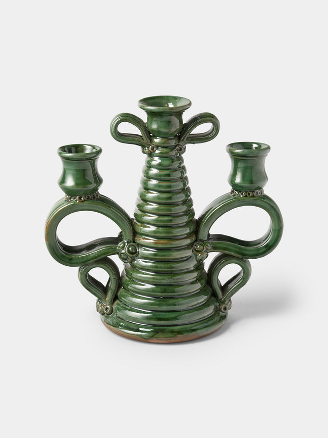 Poterie de Cliousclat - Slipware Candelabra - Green - ABASK - 