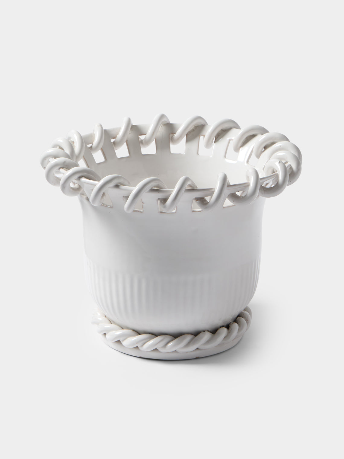 Antique and Vintage - 1920s Émile Tessier Ceramic Vase (11in/28.5cm) - White - ABASK - 