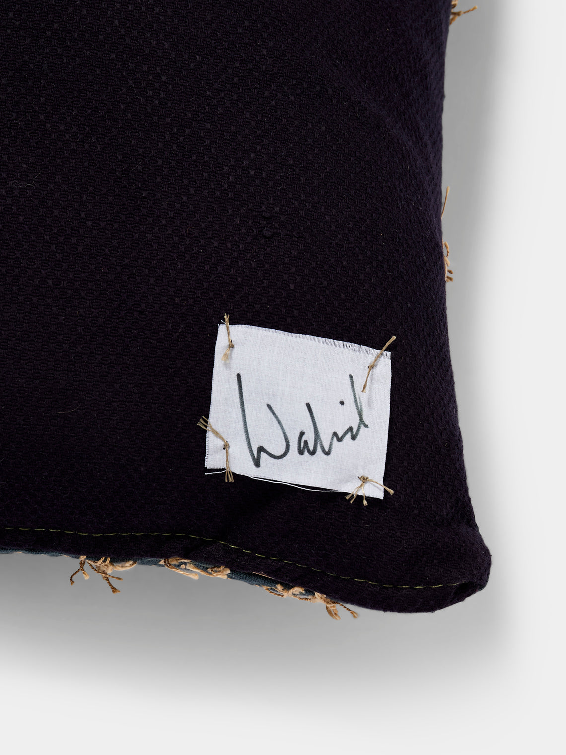 By Walid - 17th-Century Flemish Verdure Tapestry Linen and Damask Pillow (18.5in/47cm) - Multiple - ABASK