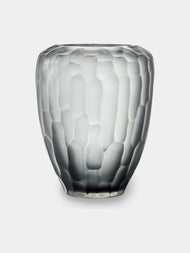 Micheluzzi Glass - Goccia Acciaio Bamboo Hand-Blown Murano Glass Vase (9in/23cm) - Gray - ABASK - 