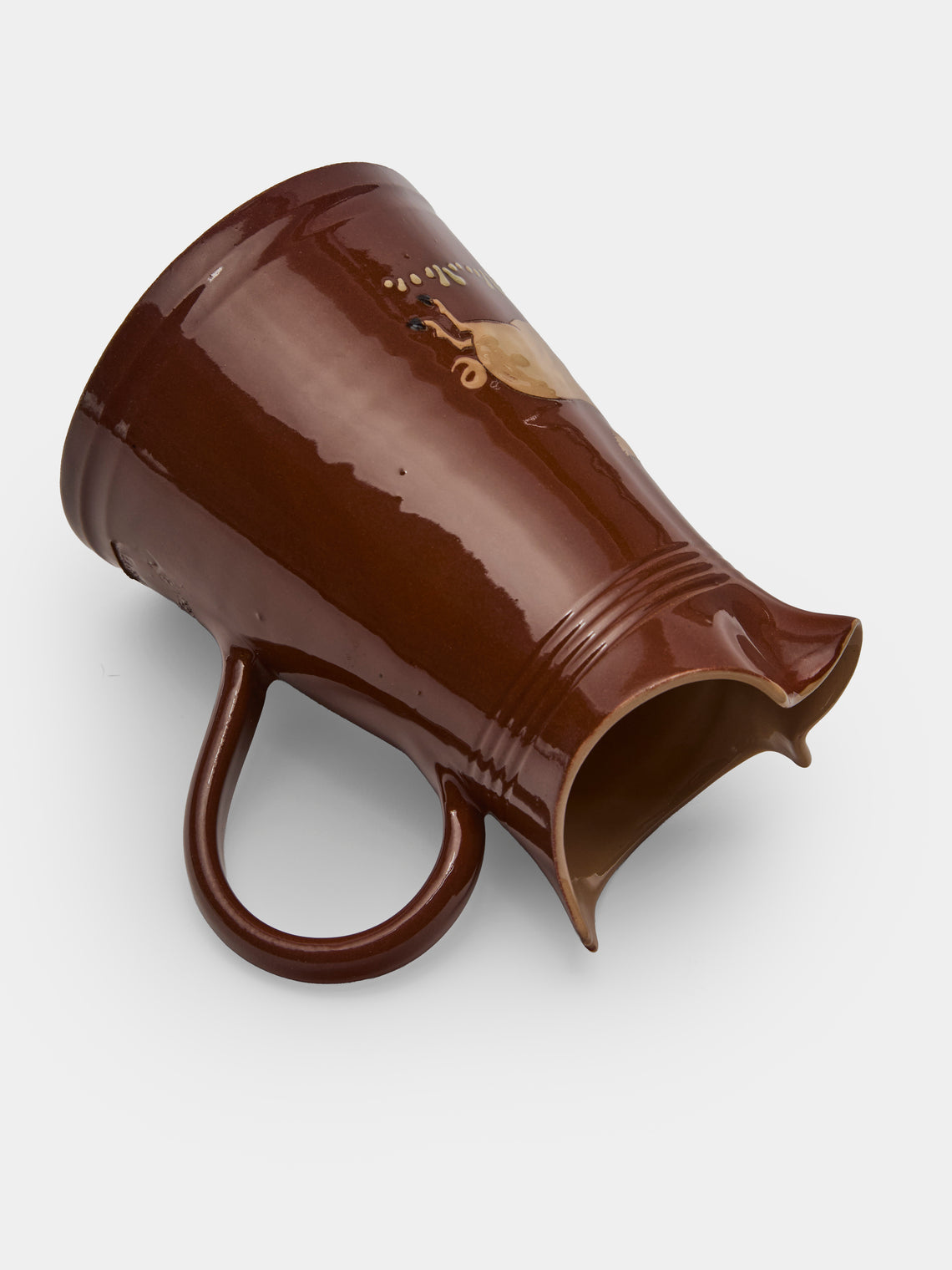 Poterie d’Évires - Pig Hand-Painted Ceramic Milk Jug - Light brown - ABASK