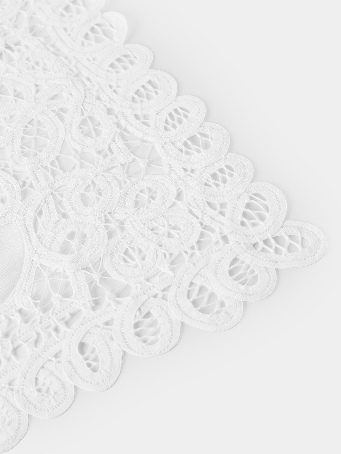 Rolane du Dreuih Creations - Lacework Linen Large Oblong Placemats (Set of 4) - Ivory - ABASK
