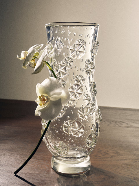 Antique and Vintage - 1940s Barovier Stellato Glass Vase (15in/38cm) - Clear - ABASK